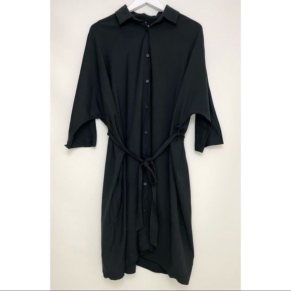 Lululemon Athletica Perfectly Poised Button Down Dress 3/4 Sleeve Black Size 8 - Picture 2 of 7